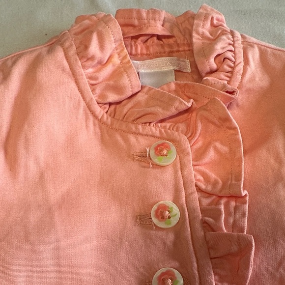 Janie & Jack - NWOT - Peach Kids Pea Coat with Ruffle Collar - Picture 2 of 3